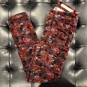 Anthropologie Floral Corduroy Pants - Red and dark hues